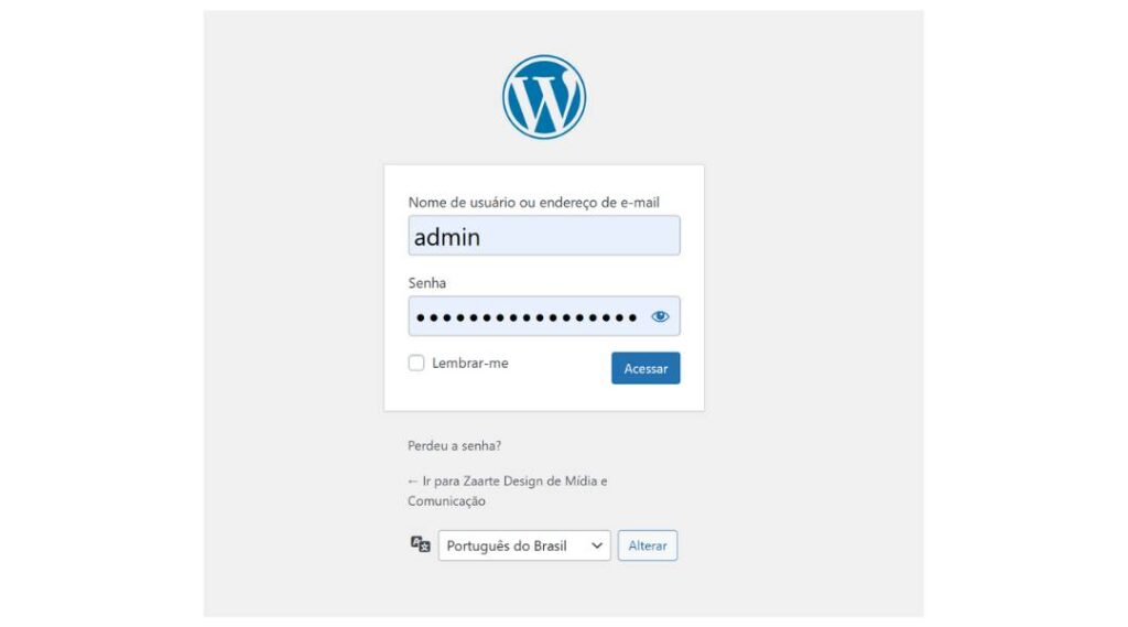 Como criar um site: Login no wordpress