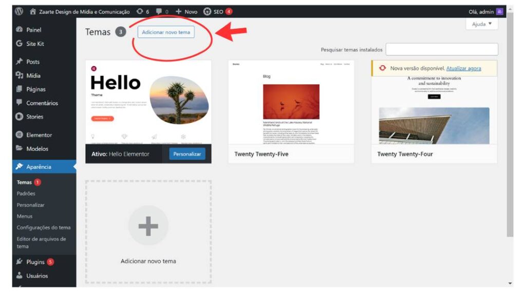 Como criar um site: Instalar tema no wordpress